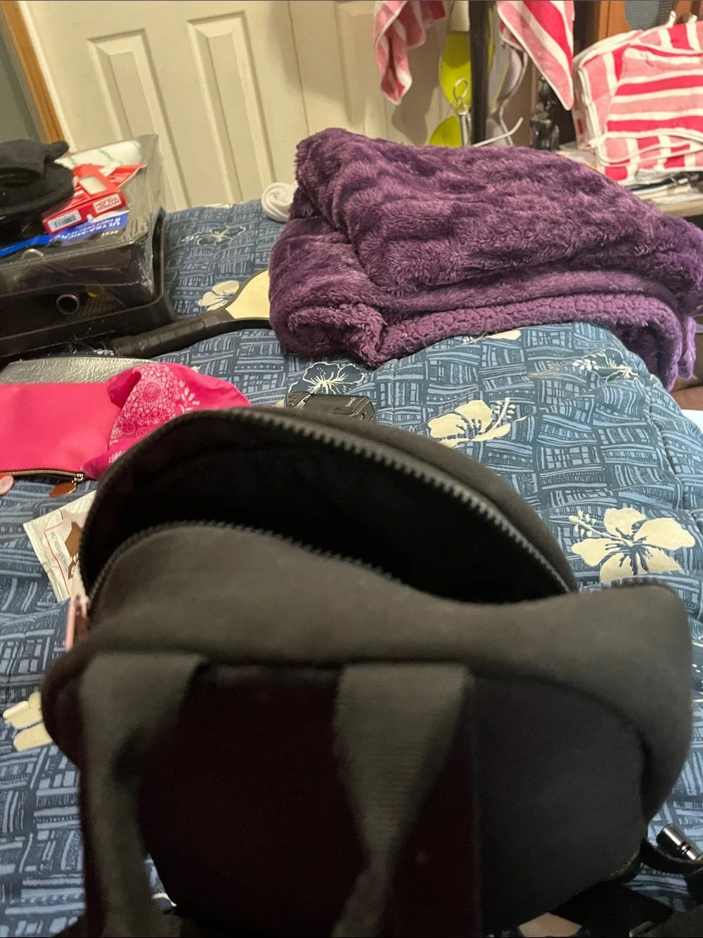 Reebok Black Mini Backpack with Pink Logo Accent